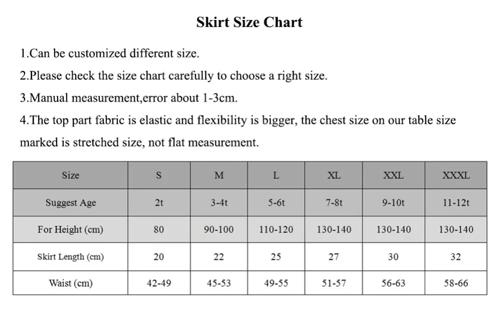 Skirt Size Chart