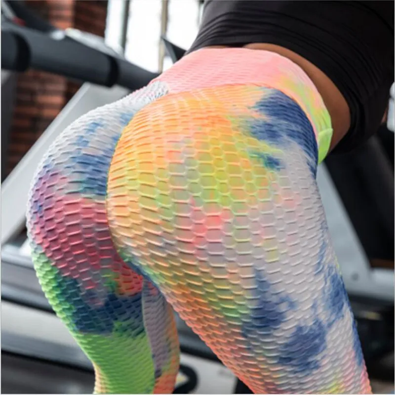Sexy Fitness Leggings Ink Jacquard High Waist Breathable Hip Lifting Women Workout Fashion Bodybuilding Jeggings Women Pant