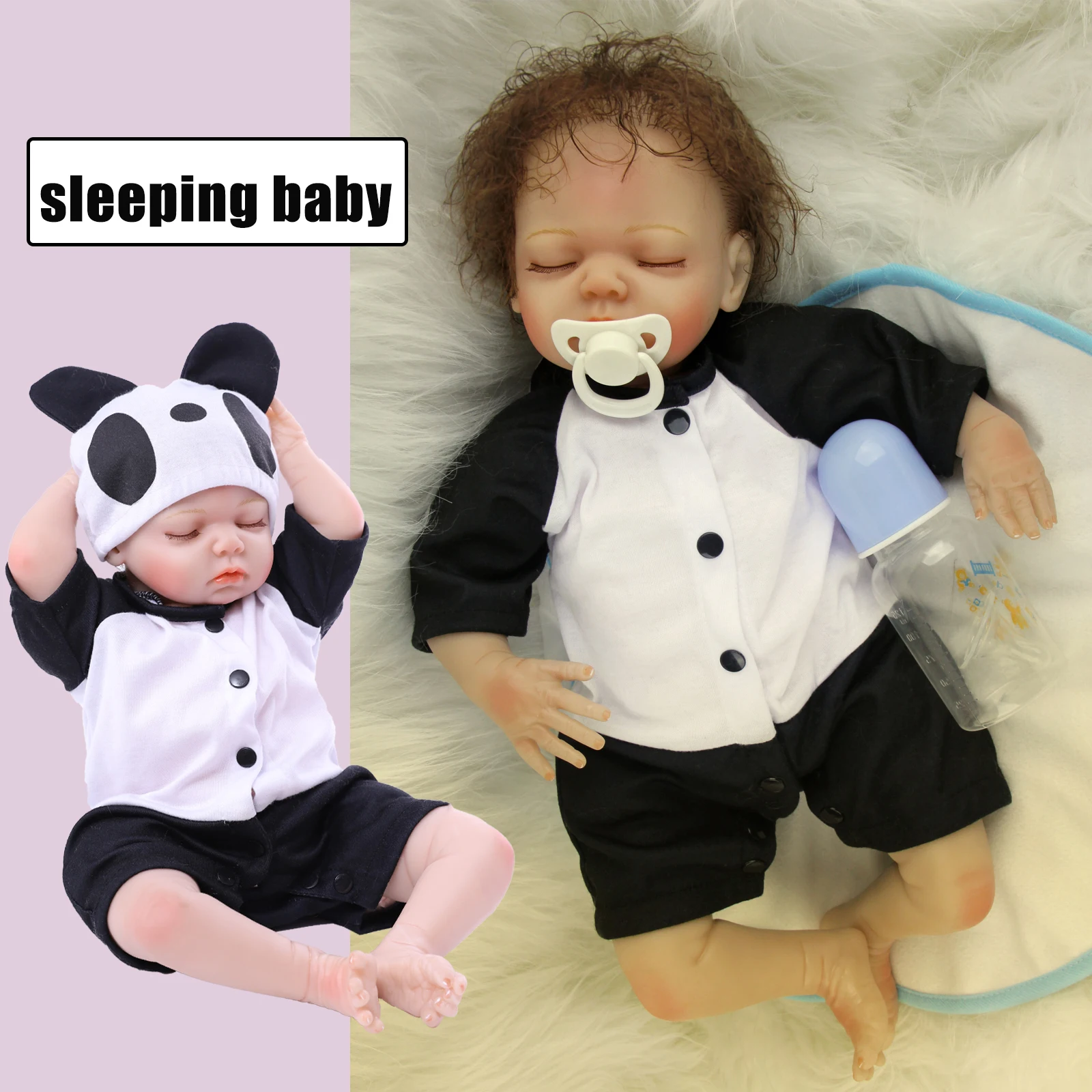Realistic 45 Cm 22 Inch Reborn Doll Baby Silicone Vinyl Soft Cloth Body Boy Closed Eyes Super Baby Handmade Toy Holiday Gift super realistic stuffed animals multi colored sky overlord fire breathing dragons boy s favorite birthday gift