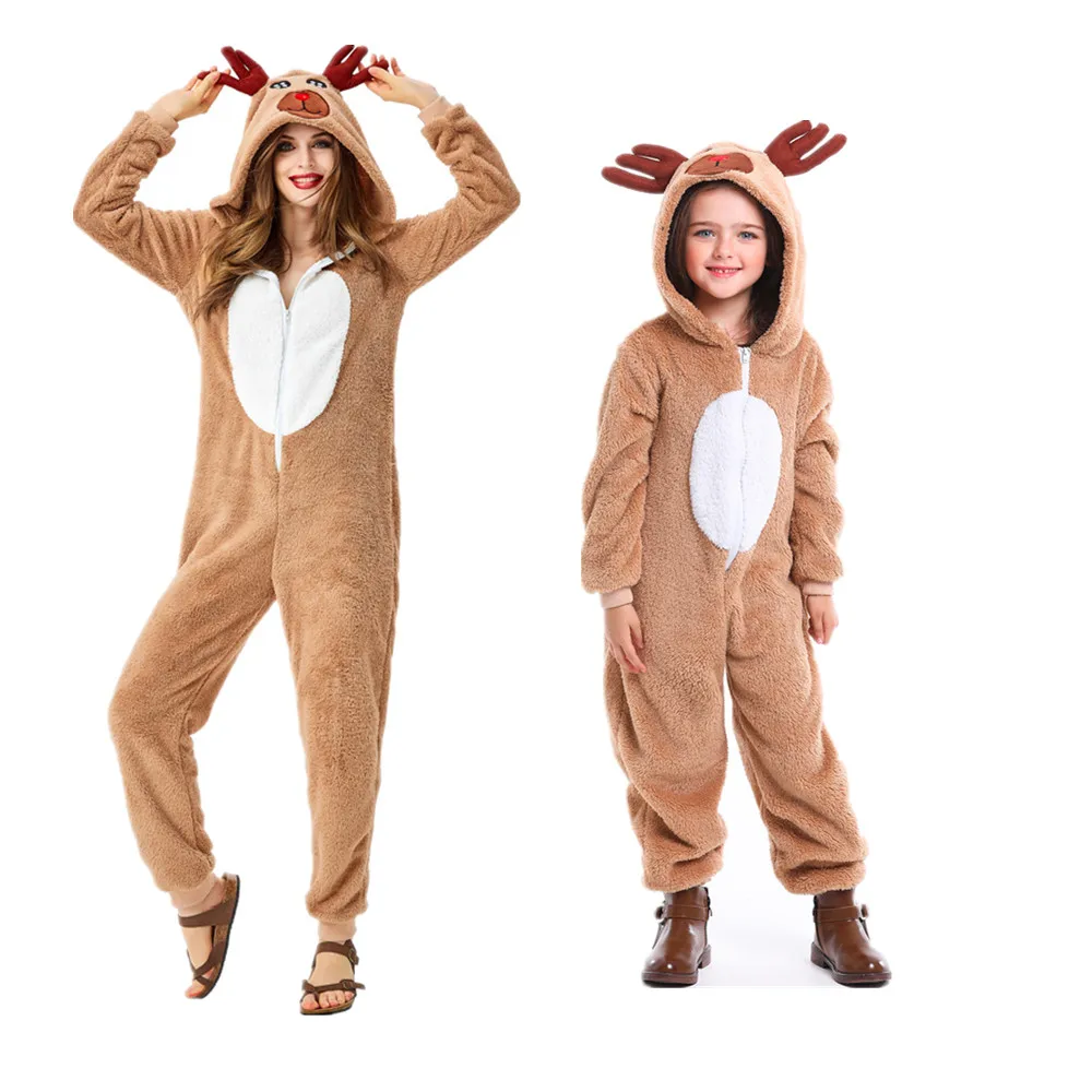 

Christmas Deer Pajamas Elk elf Rompers Animal Winter Women Onesies Adult Reindeer Moose Cosplay Costume For Party Sleepwear