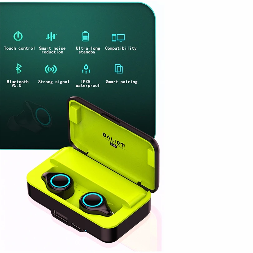 BT TWS 5,0 Bluetooth наушники 3D стерео беспроводные наушники с микрофоном беспроводные Bluetooth наушники-вкладыши IPX5 водонепроницаемые