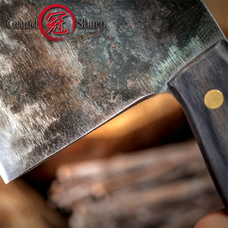 Ручная работа, кованый нож шеф-повара, плакированный стальной кованый китайский Кливер, Профессиональные Кухонные ножи, инструменты для нарезки мяса и овощей, подарочная коробка