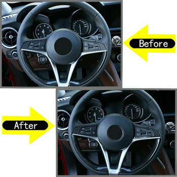

For Romeo Giulia 2017-2019 Steering Wheel Cover Trim Carbon Fiber Look Kit Perfect match New