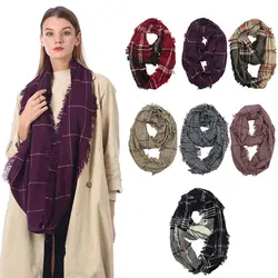 Шарф для женщин модные шарфы с кисточками клетчатые полосатые вращающиеся элегантные женские теплые шали Роковая женщина