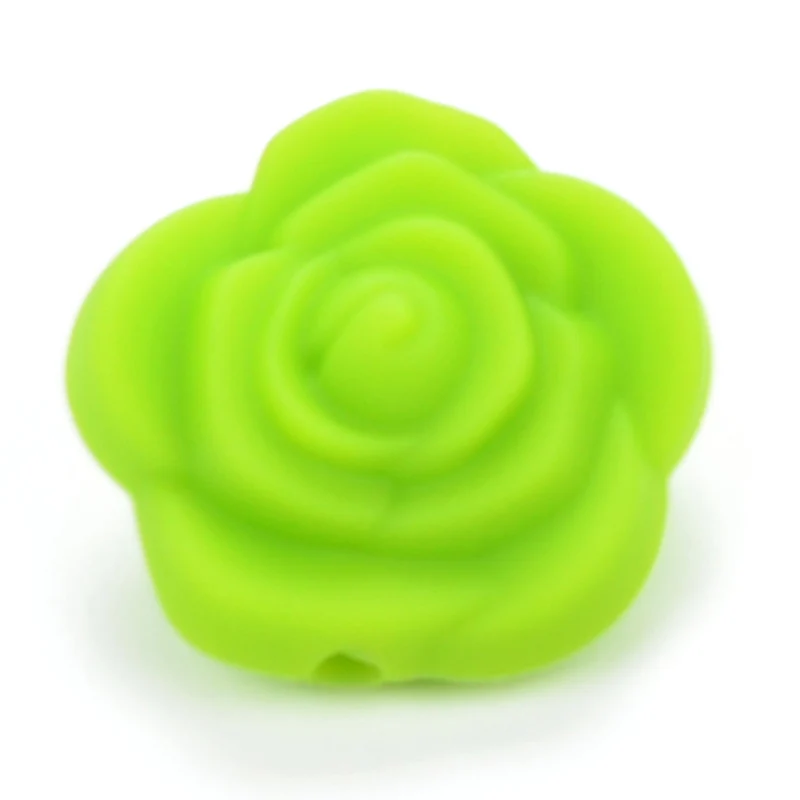 chartreuse LOFCA, 50 шт в наборе, двойной уход за кожей лица силиконовые в форме цветка бусины Роза прорезывания зубов очаровательный Прорезыватель для зубов, жевательная резиновая горячая Распродажа Цепочки и ожерелья мягкая жевательная игрушка в подарок - Цвет: chartreuse