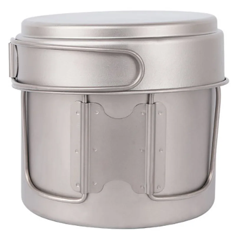 

Outdoor Camping Cookware Set Titanium Cookset 900Ml Pot And 350Ml Fry Pan With Folding Handles Camping Tableware