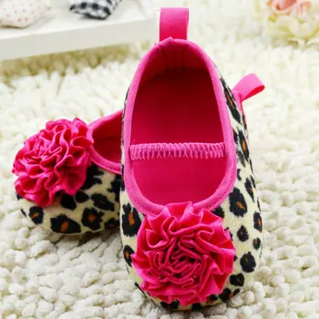 

hilittlekids Kids Girl Leopard Baby Shoes Peony Flower Infant Toddler Crib Shoes 0-18Months