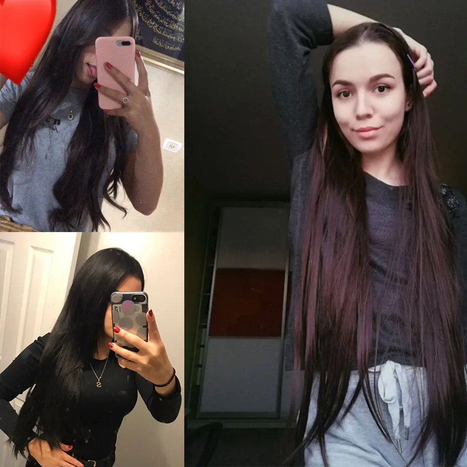 Hairpiece Blonde Natural-Hair Clip-In S-Noilite Brown Black Synthetic Long