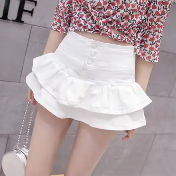 

New Ruffles Short Denim Skirts Womens Sexy Bodycon Party Women Mini Skirt Faldas Mujer White Black High Waist Skirt Saia C6059