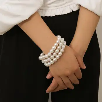 

Temperament Retro Multilayer Pearl Women's Bracelet Bracelets Women Girl Party Festival Birthday Banquet Gift