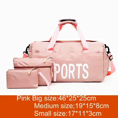 Pink Спортивные сумки для женщин, сумка для спортзала, легкая, для фитнеса, тренировок, йоги, сумки для плавания, сумка для спортзала, сухая и влажная, раздельная, спортивная сумка - Цвет: Pink