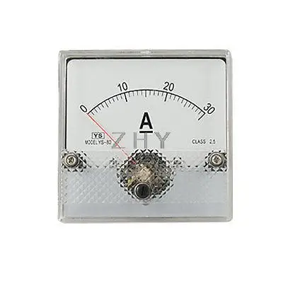 Аналоговый DC 0-30A измеритель тока Панель Амперметр YS-80