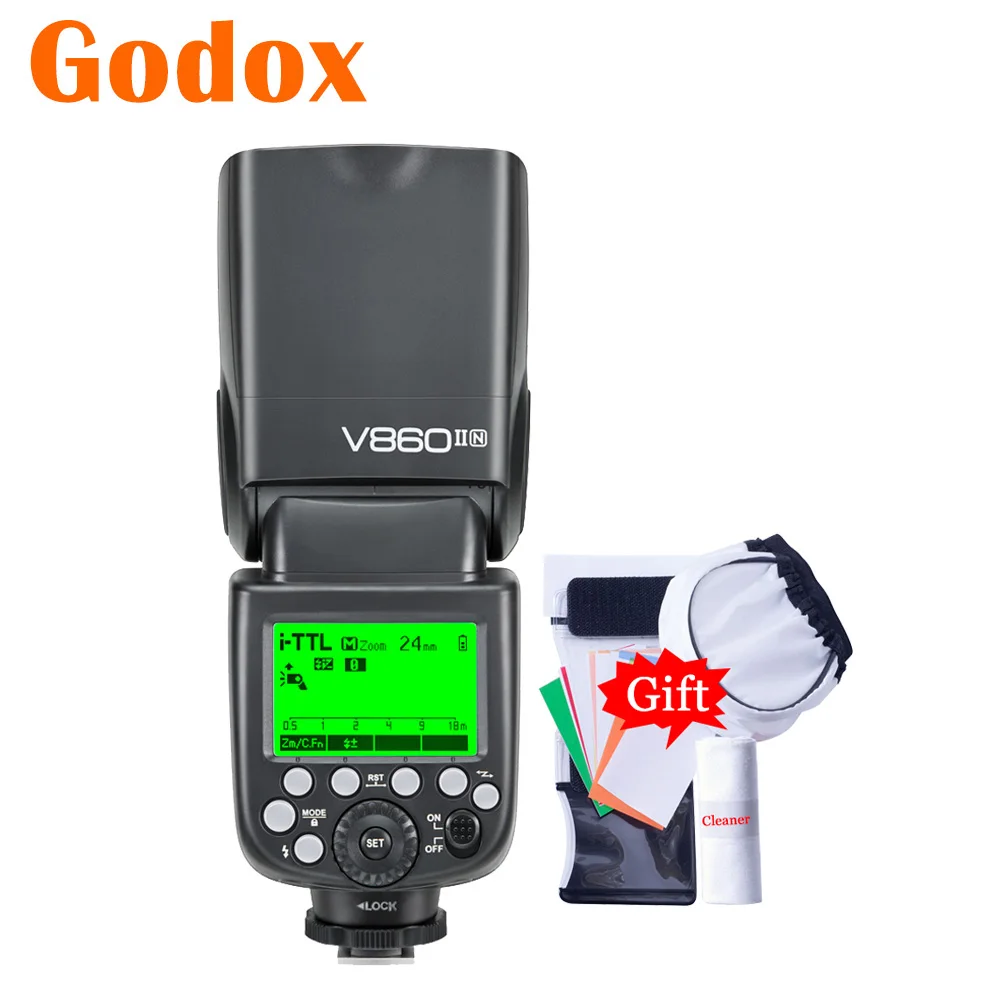 Godox V860II-N Камера синхроконтакта разъем для внешней вспышки типа TTL 2 4G HSS GN60 1/8000 Nikon
