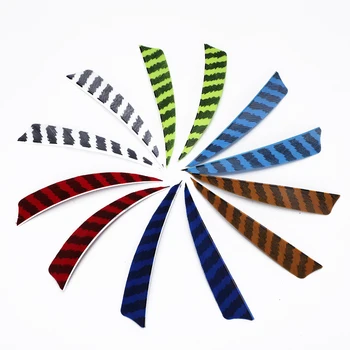 

50pcs Shield Cut Striped Real Feather 5“ 4” Fletching For DIY Carbon Wooden Tranditiana Arrow Hunting High Quality