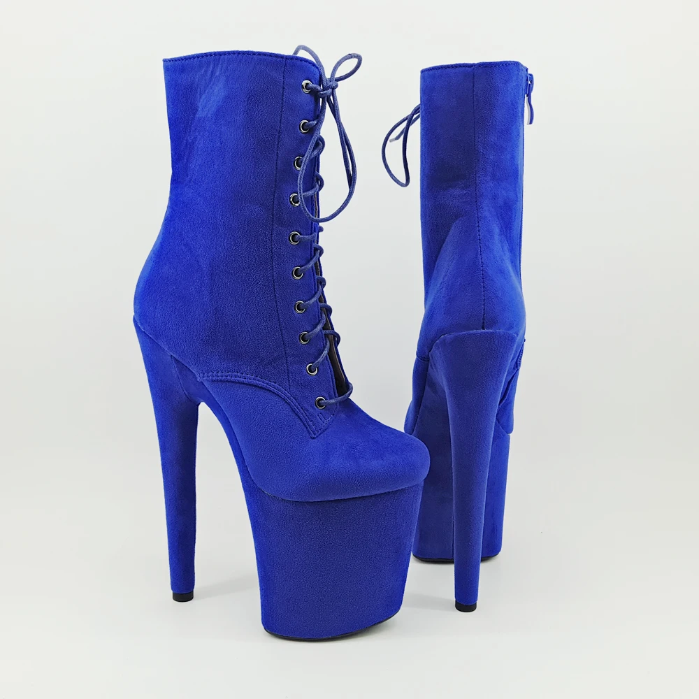 Leecabe Suede Blue 20CM/8inches Pole dancing shoes High Heel platform