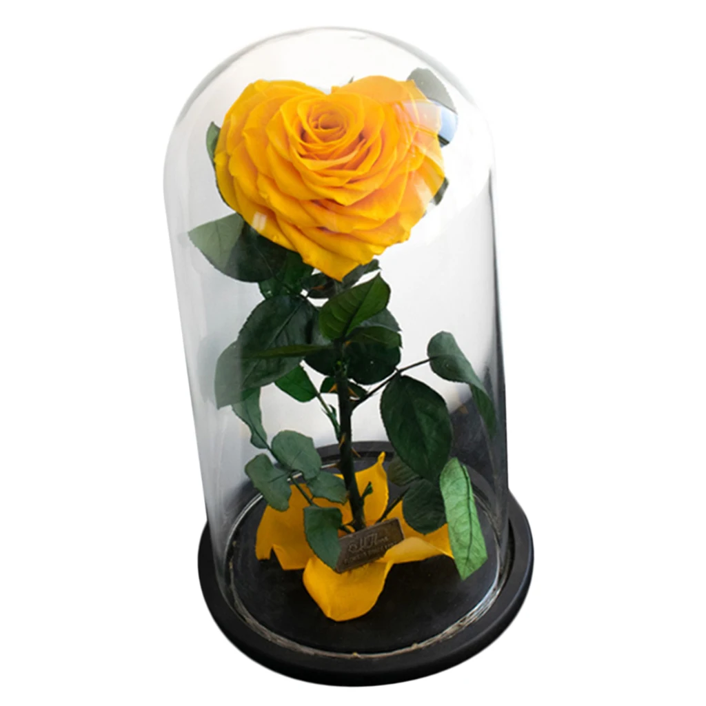 Bright Yellow Консервированные цветы в форме сердца розы с подарочной коробкой свадебный подарок святого Валентина консервированные цветы стеклянная крышка с подарочной коробкой - Цвет: Bright Yellow