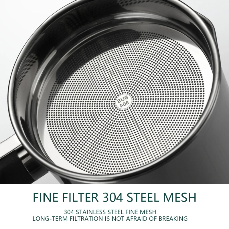 1.2L Kitchen Cooking Oil Filter Pot Soup Grease Stainless Steel Strainer Separator