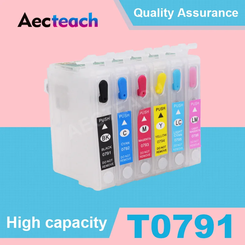 Aecteach набор чернил для заправки картриджа T0791 для Epson Stylus Photo 1400 1500W P50 Artisan 1430 принтер