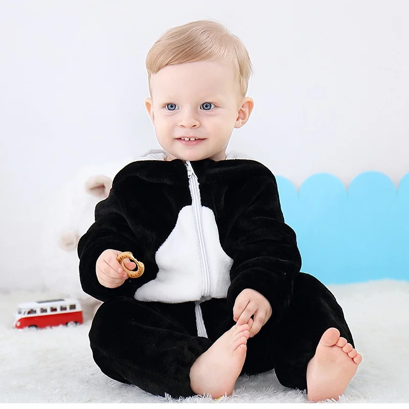 black CROAL CHERIE/Одежда для маленьких девочек с животными костюм-комбинезон для новорожденных зимний флисовый комбинезон одежда для мальчиков Теплый зимний комбинезон - Цвет: black