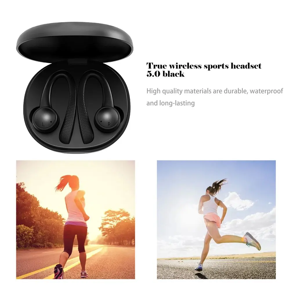TWS 5,0 Bluetooth наушники для iphone для Xiaomi Беспроводные наушники с микрофоном спортивные ушные крючки для бега шумоподавление гарнитуры
