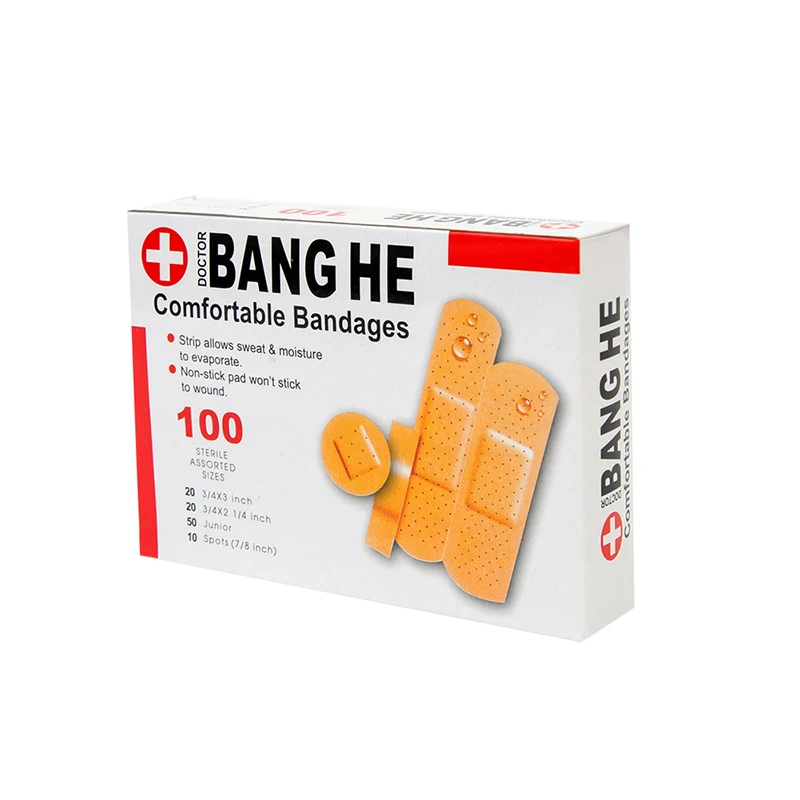 100 unids/lote impermeable y transpirable yeso adhesivo herida la hemostasia de banda de primeros auxilios venda elástica de tamaño a 4 para viajes de casa
