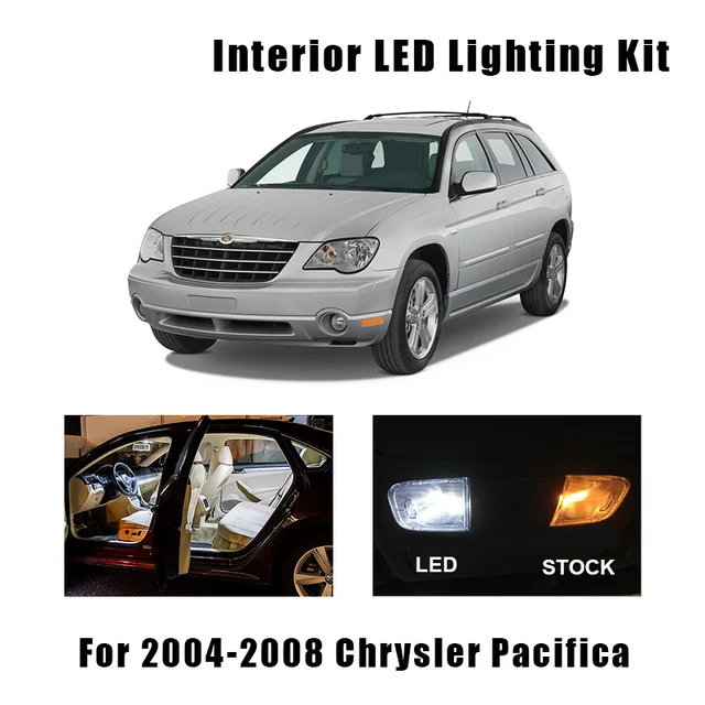 12pcs White LED Interior Light Canbus License Plate Bulbs Kit Fit For 2004-2006 2007 2008 Chrysler Pacifica Map Dome Cargo Lamp 1