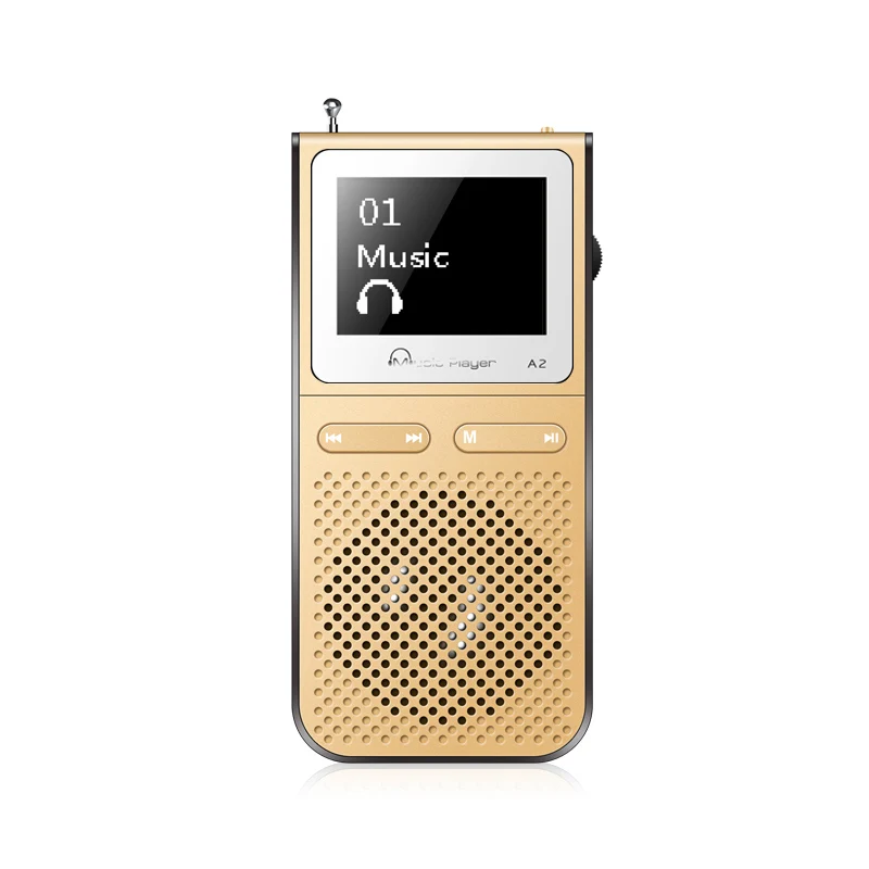 IQQ золото Mp3 плеер A2 с Lound говорить и 8 г может играть 100 часов Встроенный fm радио Поддержка расширить до 128G Портативный плеер - Color: Gold