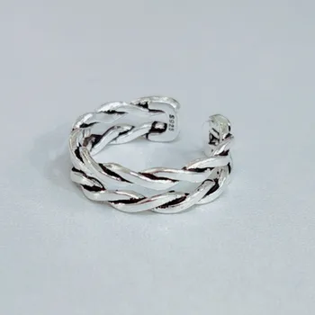 

Genuine 100% Silver Color Hollow Chains Rings for Women Simple Solid Silver Rings Party Vintage Jewelry