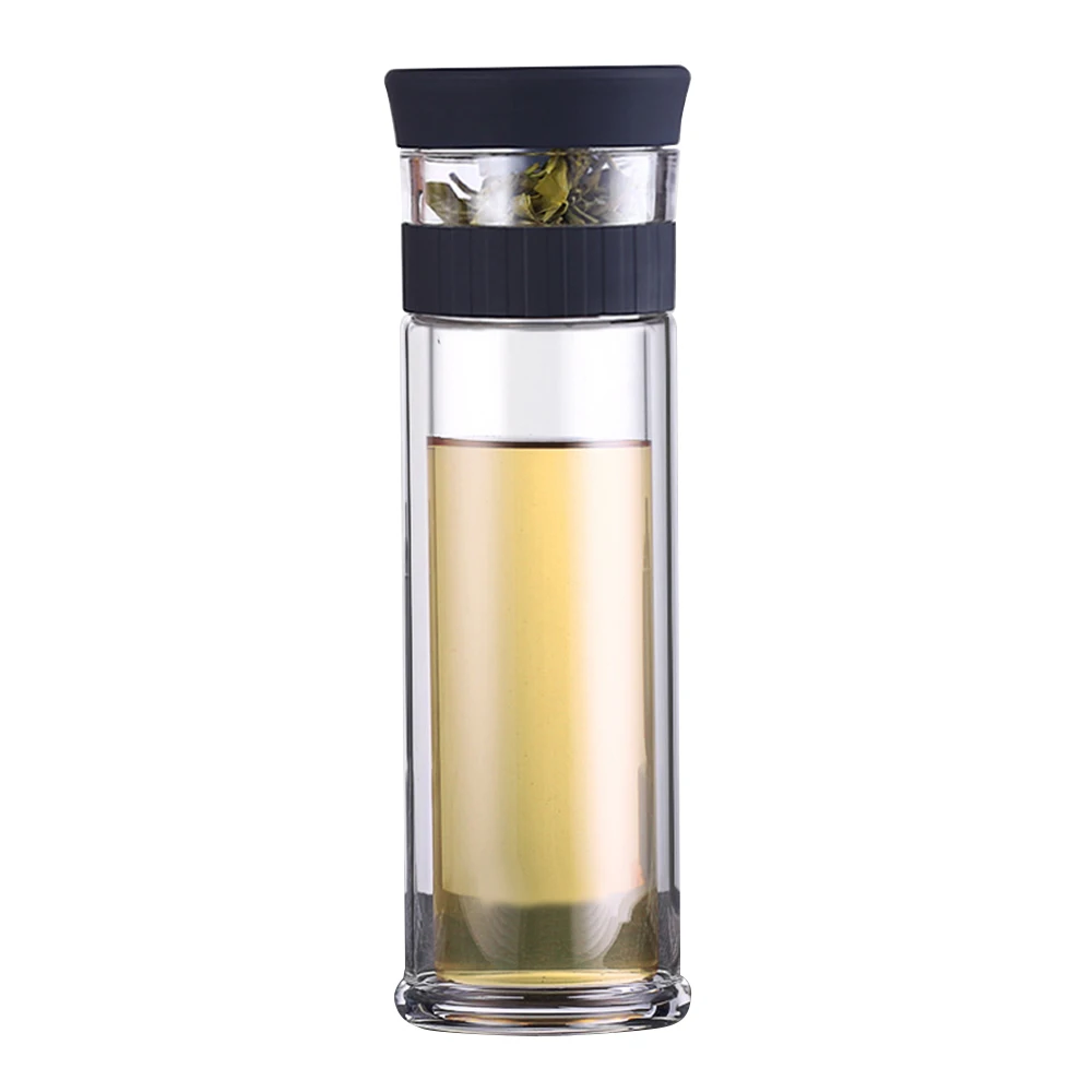 Dark Blue 400ml 300 мл/400 мл бизнес-Тип стеклянная бутылка для воды Бутылка с фильтром для заварки чая из нержавеющей стали с двойными стенками Стекло спортивная машина для воды - Цвет: Dark Blue 400ml