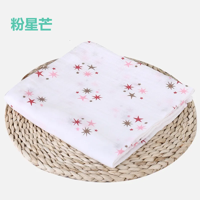 Pink-star-awn 1 шт., хлопок, муслин, детские пеленки, мягкие одеяла для новорожденных, для ванной, марля, Детская накидка, спальный мешок, чехол для коляски, игровой коврик - Цвет: Pink-star-awn