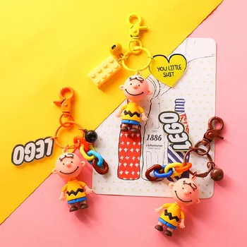 

Cute Cartoon Charlie Brown Keychain For Girls Car Or Bag Keyring Anime Key chain Gifts Or Men Key Chain Women creative 2020