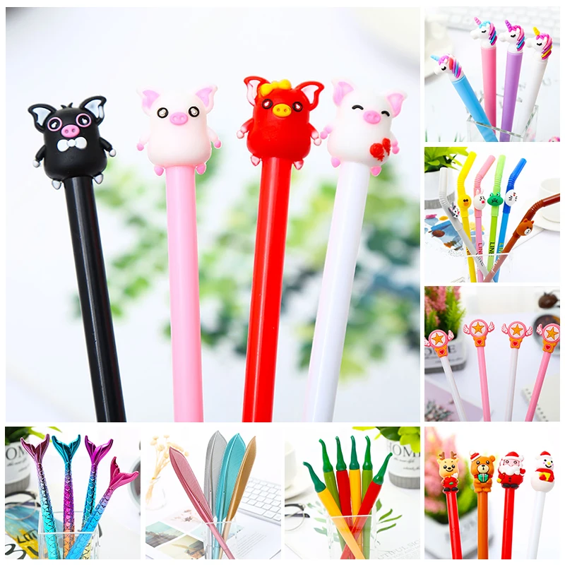 Корейская классная гелевая ручка в виде русалки, кошки, животных, Kawaii, школьная, кукурузная собака, каваи, единорог, рождественский подарок, канцелярские принадлежности, материал для девочек