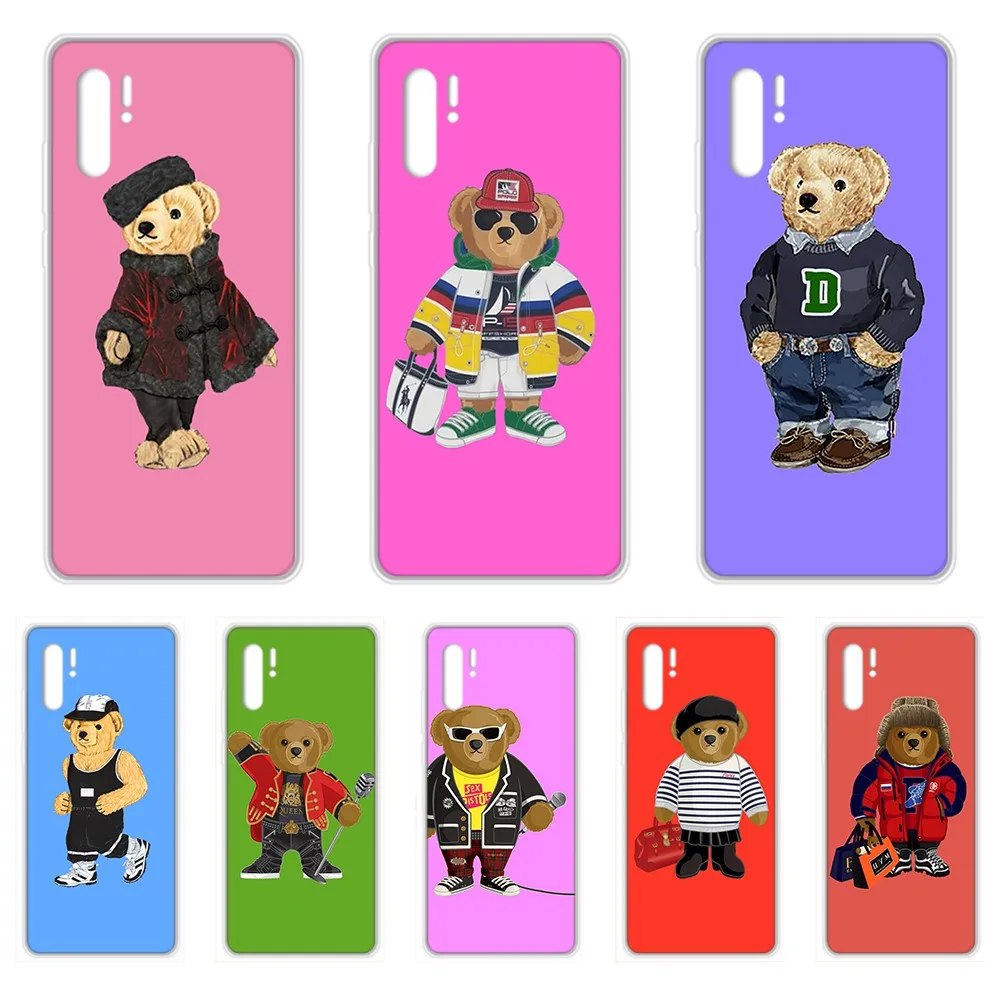 Модный индивидуальный чехол с медведем из ТПУ прозрачный для телефона HUAWEI 5t p 8 9 10