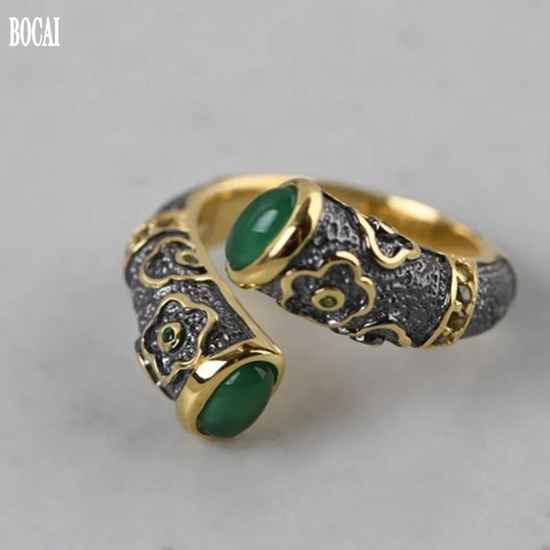 Женское серебряное кольцо BOCAI с цветком из чистого серебра S925 пробы