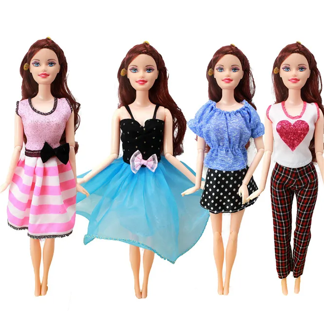 5 set Handmade Fashion Outfit Daily Casual Wear Blouse Shirt Vest Bottom Pants Skirt Clothes For Barbie Doll Accessories Toy 10