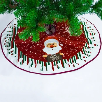 

90cm Christmas Tree Skirt Merry Christmas Santa Elk Tree Skirt Christmas Gift Carpet Ornaments Home Non-woven Xmas Tree Skirt