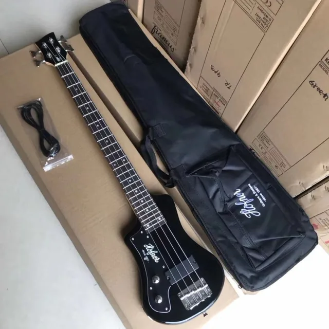 Basse électrique portable Hofner, guitare basse de voyage,  marron/rouge/noir, livraison gratuite