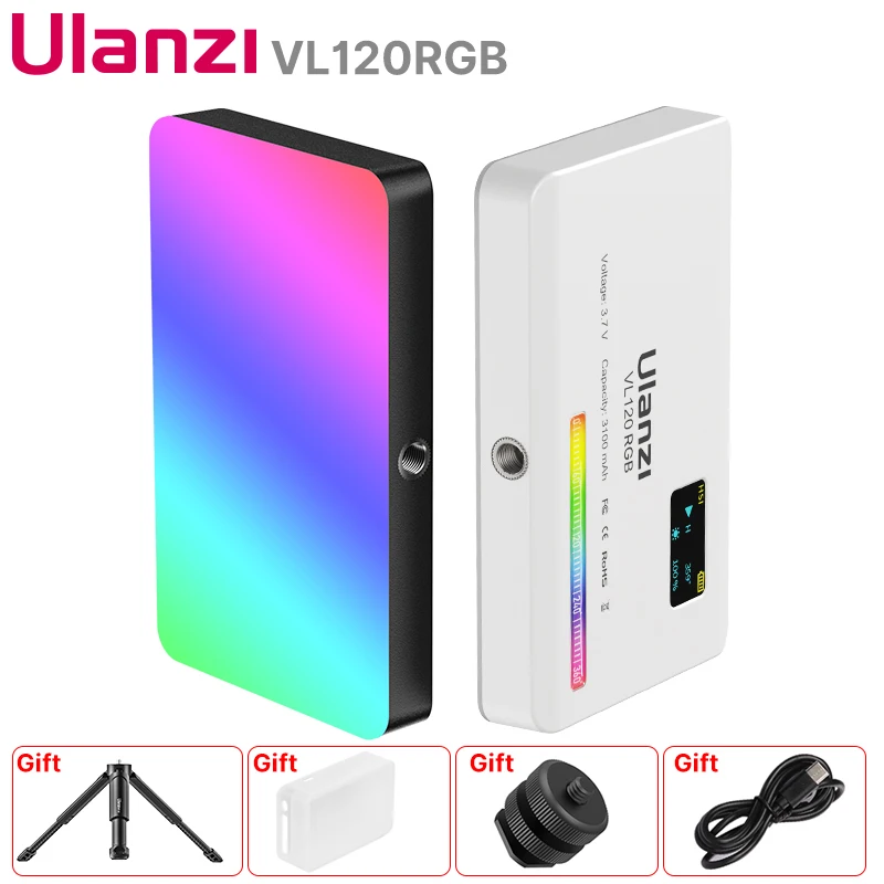 Компактная Светодиодная лампа Ulanzi VL120 RGB с рассеивателем экрана дисплея