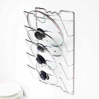 

Hot New Kitchen Tool 5 Layer Anti-fall Metal Drying Pan Pot Rack Cover Lid Rest Stand Spoon Holder