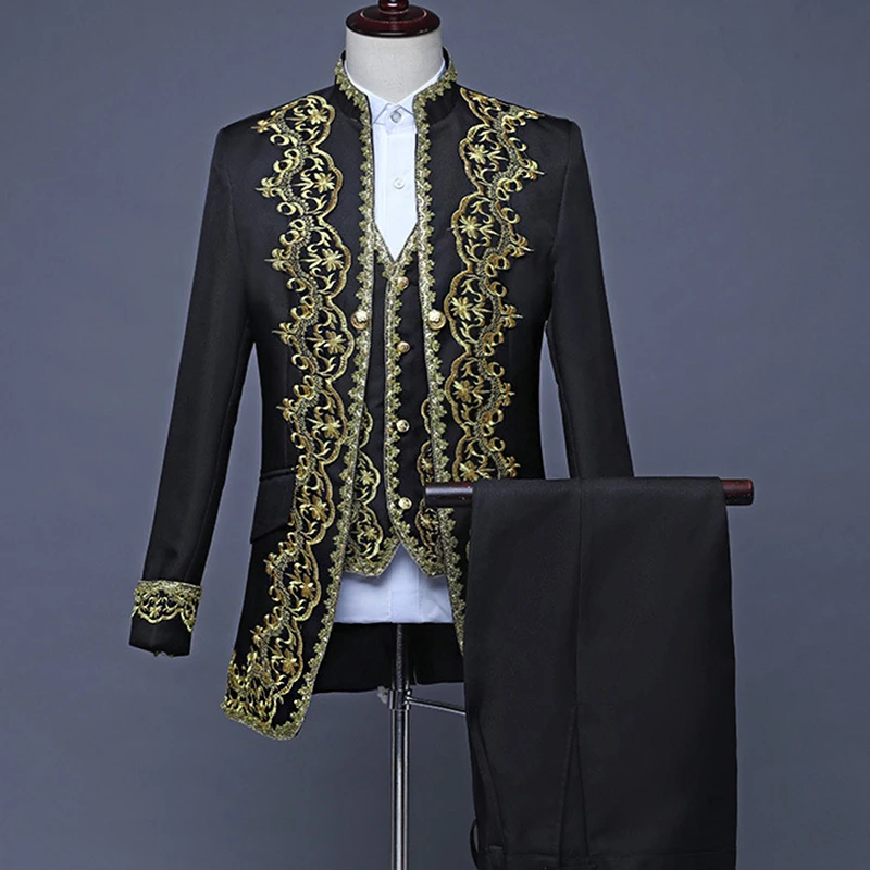 New Man Fashion Full Sleeve Stand Collar Embroidery Long Casual Blazer Suits Performance Party Blazer Coat Suits xz055 New Man Fashion Full Sleeve Stand Collar Embroidery Long Casual Blazer Suits Performance Party Blazer Coat Suits xz055