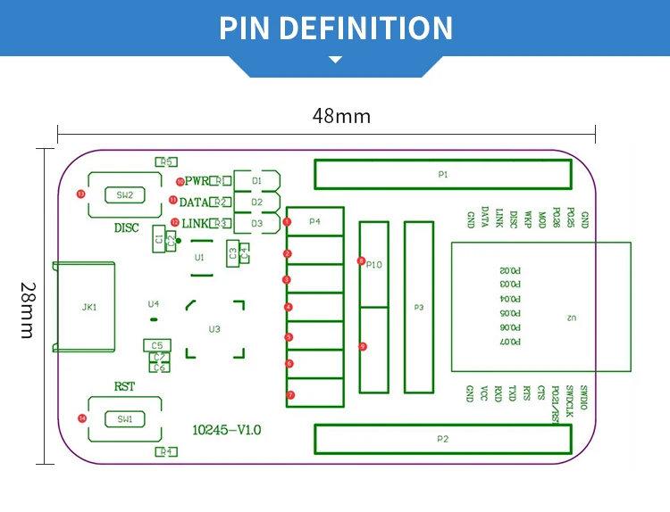 nRF52810 USB Test Board Test Kit for BLE 5.0 2.4GHz Bluetooth Module E104-BT5010A-TB
