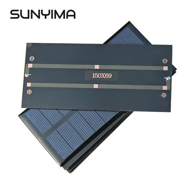 

SUNYIMA 2Pcs 1.5W 5V 300MA Solar Panels Solar Battery Power Charging Solars DIY Electric Toy Materials Photovolta Charger 150x69