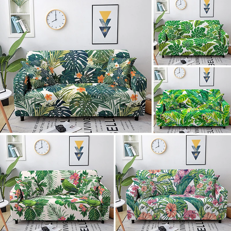 

Tropical Leaves Elastic Sofa Slipcover Universal Sofa Cover Stretch Sectional Couch Cover Sofa Cover For Living Room Sofa Decor
