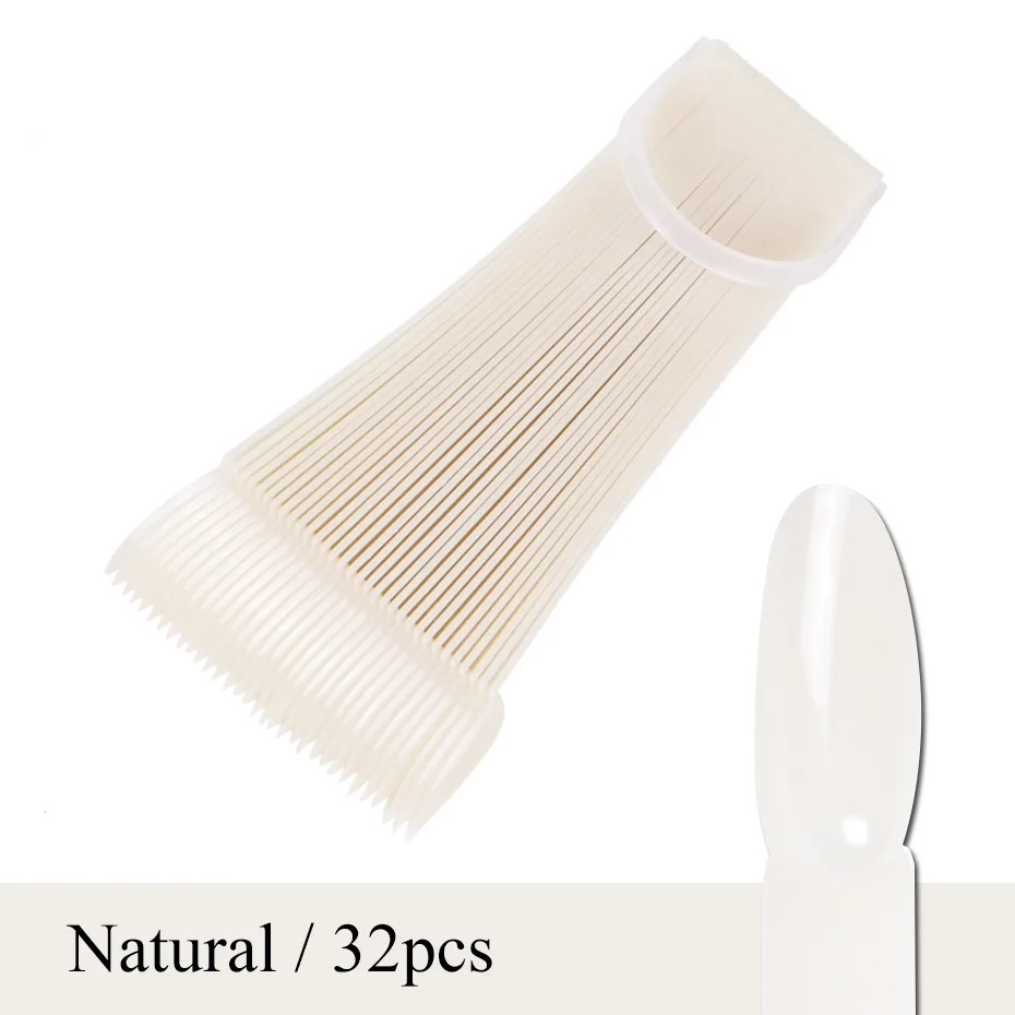 Natural 32pcs 32 шт./компл. накладные ногти набор овальные круглые Форма накладные ногти Clear Black; Полный наклейки для ногтей Вентилятор UV лака дизайн ногтей дизайн LYA23 - Цвет: Natural 32pcs