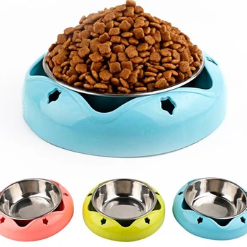 

Hot 1pc Pet Stainless Steel Dog Bowl Non-slip Dual-use Cat Food Bowl Drinking Water Single Bowl Feeder Pet Accessories