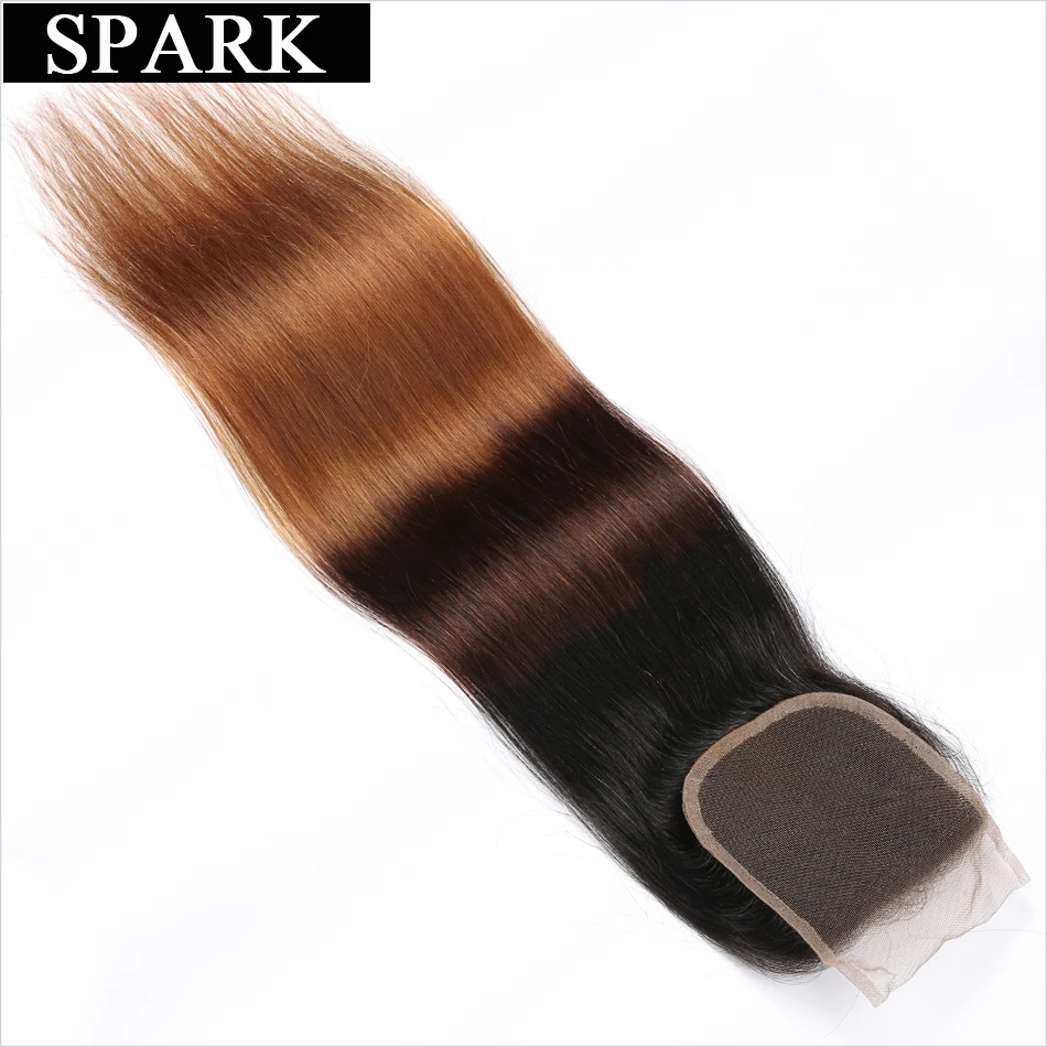 Прямые волосы из натуральных волос Spark прямые на шнурке с эффектом омбре три