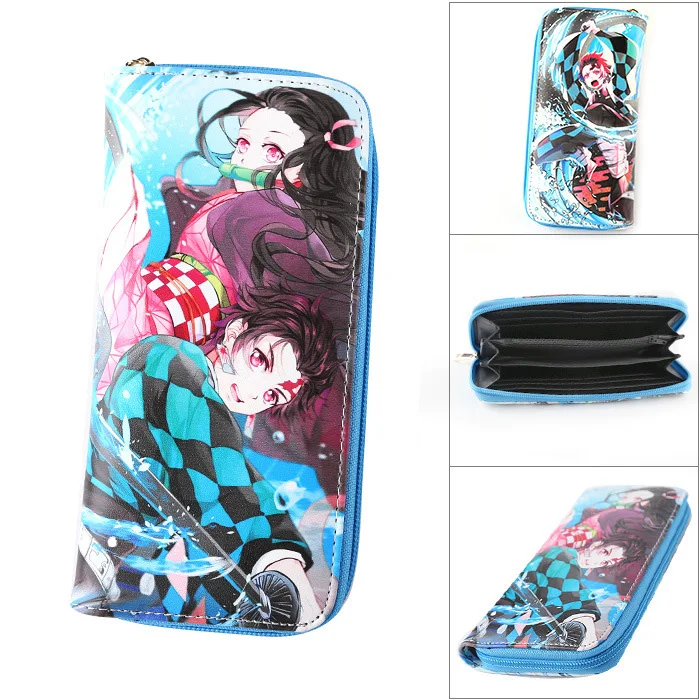 Аниме Demon Slayer: Kimetsu no Yaiba зажим для денег Kamado Tanjirou/Nezuko Длинный кошелек из искусственной кожи - Цвет: Zipper-1