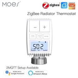 Moes – vanne d'actionneur de radiateur Tuya ZigBee3.0, Thermostat intelligent, contrôleur de température, capteur externe TRV, commande vocale avec Alexa 
