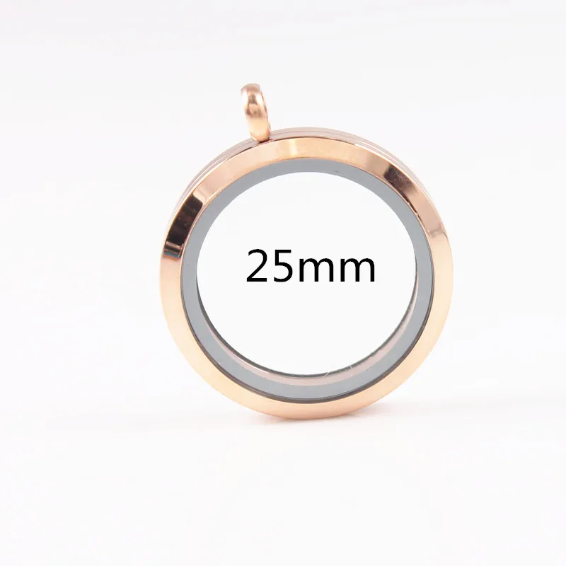 Rose gold 25mm Прямая поставка! Круглое серебристое однотонные твист закручивающийся плавающий кулон 316L неоднородная нержавеющая сталь памяти стеклянный медальон для Для женщин - Окраска металла: Rose gold 25mm