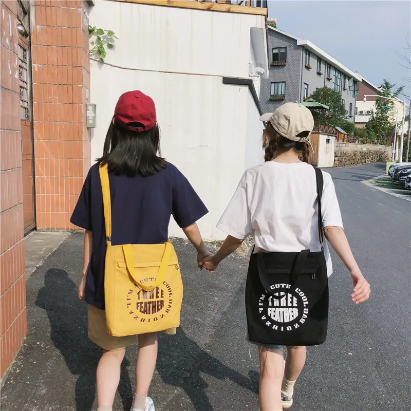 

WOMEN'S Canvas Bag Korean-style Casual Trendy Letters Printed Tote Bag Shoulder Bag Students Makeup Missed Lessons Bag